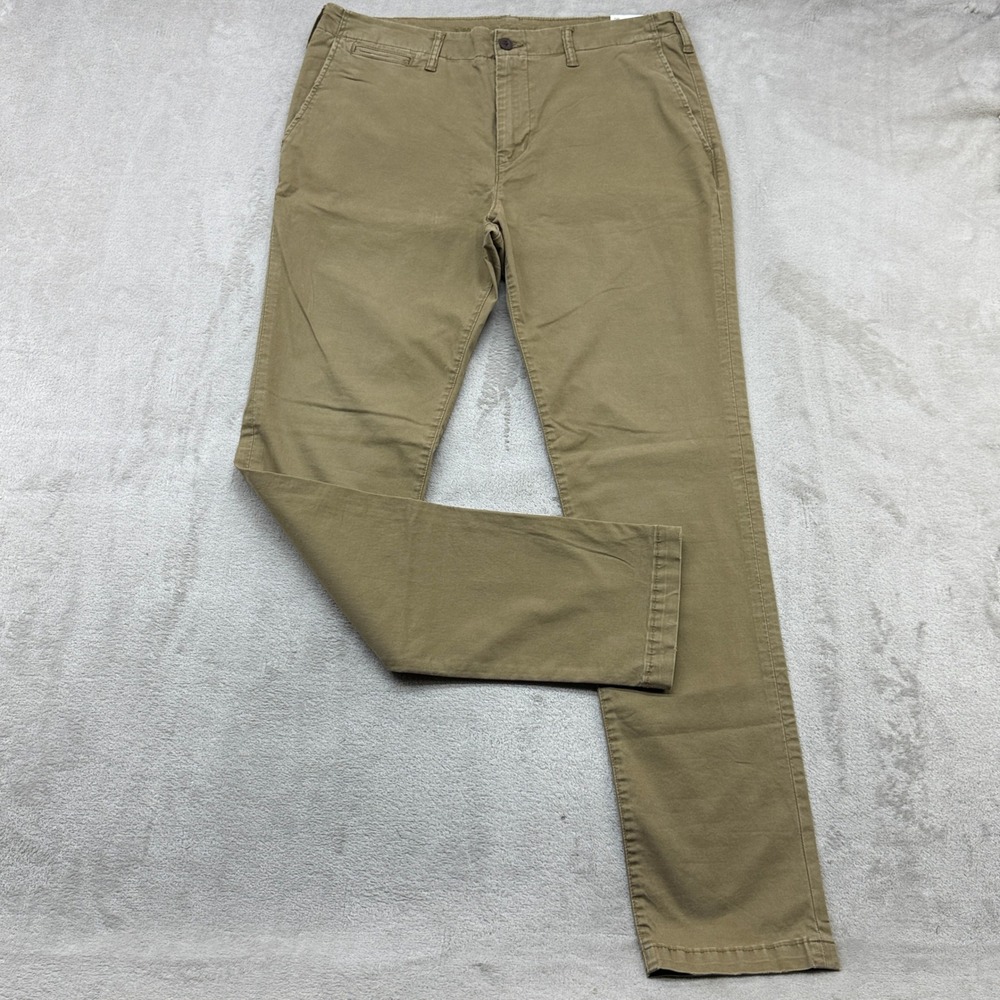 American Eagle Khakis Men 36x36 Brown Slim Lived-In Flex Pants Preppy Office NEW